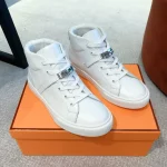 Hermes Men’s Daydream High-top Sneakers in White Leather – HM031