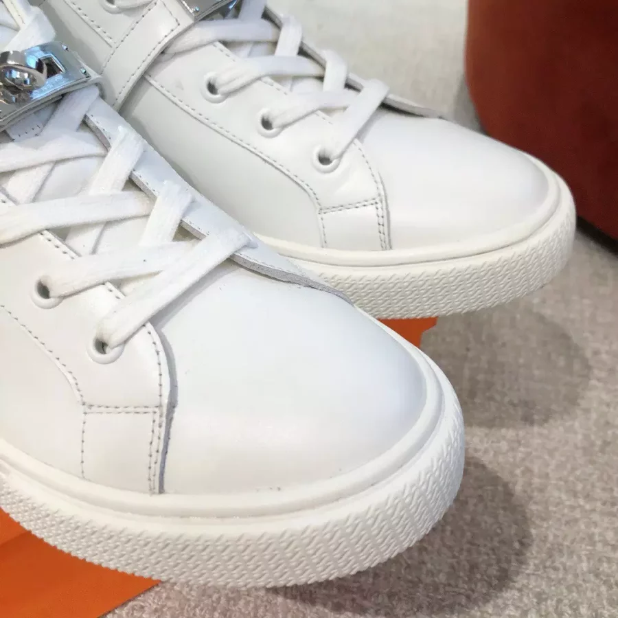 Hermes Men’s Daydream High-top Sneakers in White Leather – HM031