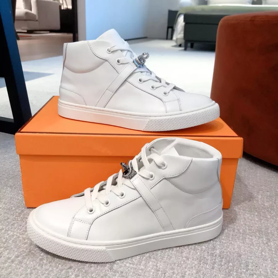 Hermes Men’s Daydream High-top Sneakers in White Leather – HM031