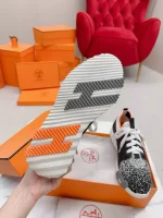 Hermes Men’s Depart Sneakers in Black Gradient Knit – HM030