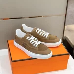 Hermes Men’s Get Sneakers in Beige Suede Leather – HM022