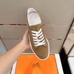 Hermes Men’s Get Sneakers in Beige Suede Leather – HM022