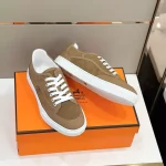 Hermes Men’s Get Sneakers in Beige Suede Leather – HM022