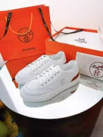 Hermes Men’s Get Sneakers in White Calfskin – HM026
