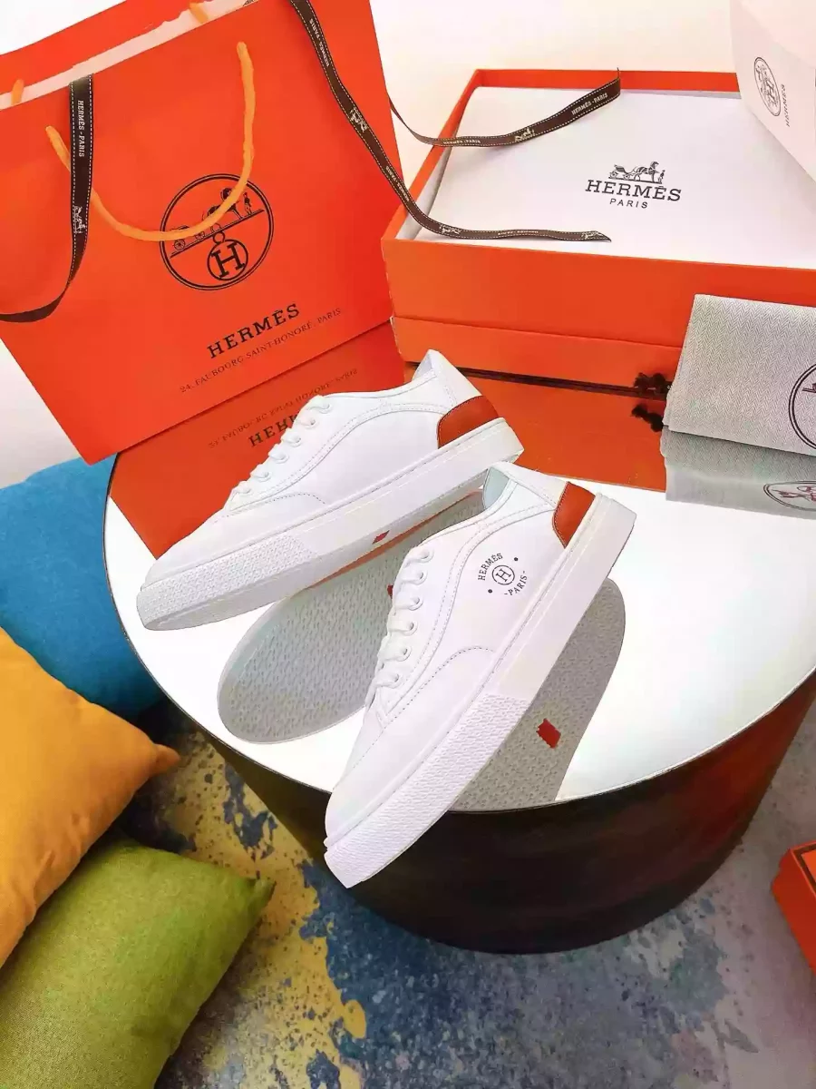 Hermes Men’s Get Sneakers in White Calfskin – HM026