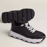 Hermes Men’s Impulse Sneakers in Black Fabric and Leather – HM016