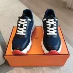 Hermes Men’s Impulse Sneakers in Navy Fabric and Leather – HM010