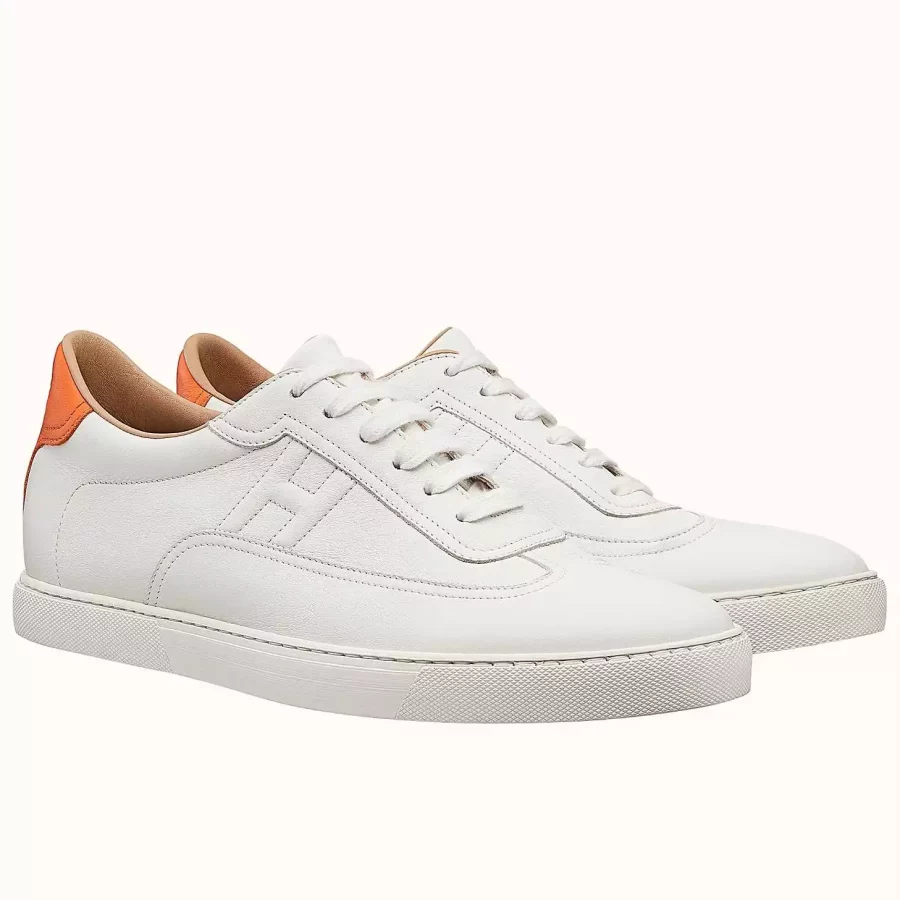 Hermes Men’s Quicker Sneakers In White Calfskin – HM057