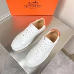 Hermes Men’s Quicker Sneakers In White Calfskin – HM057