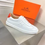 Hermes Men’s Quicker Sneakers In White Calfskin – HM057