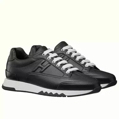 Hermes Men’s Trail Sneakers In Black Calfskin Leather – HM041