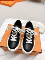 Hermes Women’s Day Sneakers in Black Leather – HM066