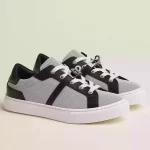 Hermes Women’s Day Sneakers in H Canvas with Black Leather – HM064