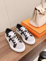 Hermes Women’s Day Sneakers in H Canvas with Black Leather – HM064