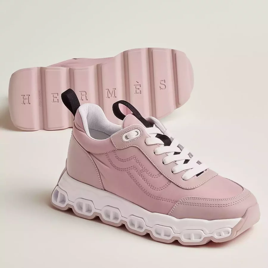 Hermes Women’s Impulse Sneakers in Pink Fabric and Leather – HM018