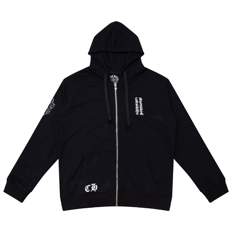 CHROME HEARTS BLACK WHITE ZIP UP HOODIE S-9