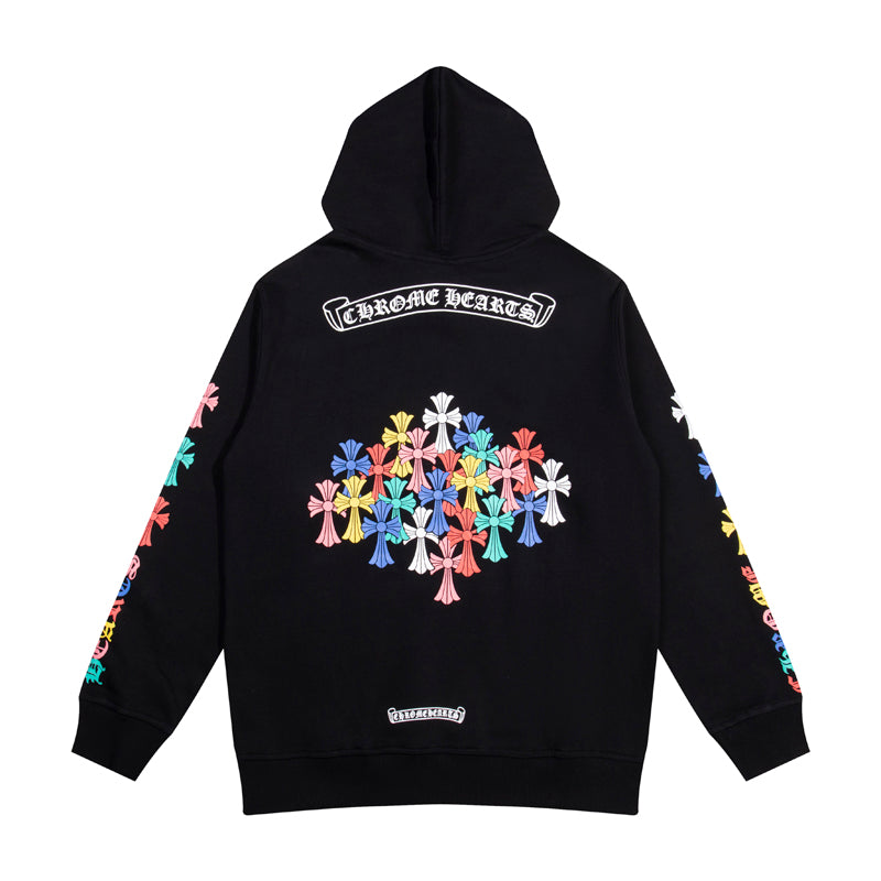 CHROME HEARTS  BLACK WHITE HOODIE k-8