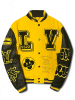 LV YYELLOW LEATHER EMBROIDERED VARSITY