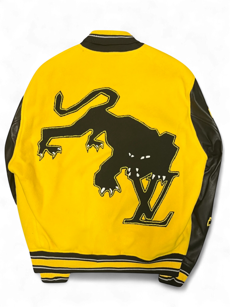LV YYELLOW LEATHER EMBROIDERED VARSITY