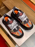 VERSACE WOMEN’S BLACK CHAIN REACTION SNEAKERS WITH BAROQUE PRINT – VSS025