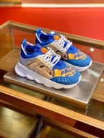 VERSACE WOMEN’S BLUE CHAIN REACTION SNEAKERS WITH BAROQUE PRINT – VSS023