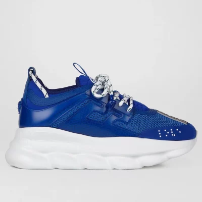 VERSACE WOMEN’S CHAIN REACTION SNEAKERS IN BLUE MESH – VSS026
