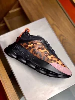 VERSACE WOMEN’S BLACK CHAIN REACTION SNEAKERS WITH LEOPARD PRINT – VSS027