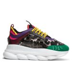 VERSACE WOMEN’S MULTICOLOUR CHAIN REACTION SNEAKERS WITH LEOPARD PRINT – VSS028