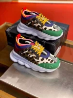 VERSACE WOMEN’S MULTICOLOUR CHAIN REACTION SNEAKERS WITH LEOPARD PRINT – VSS028