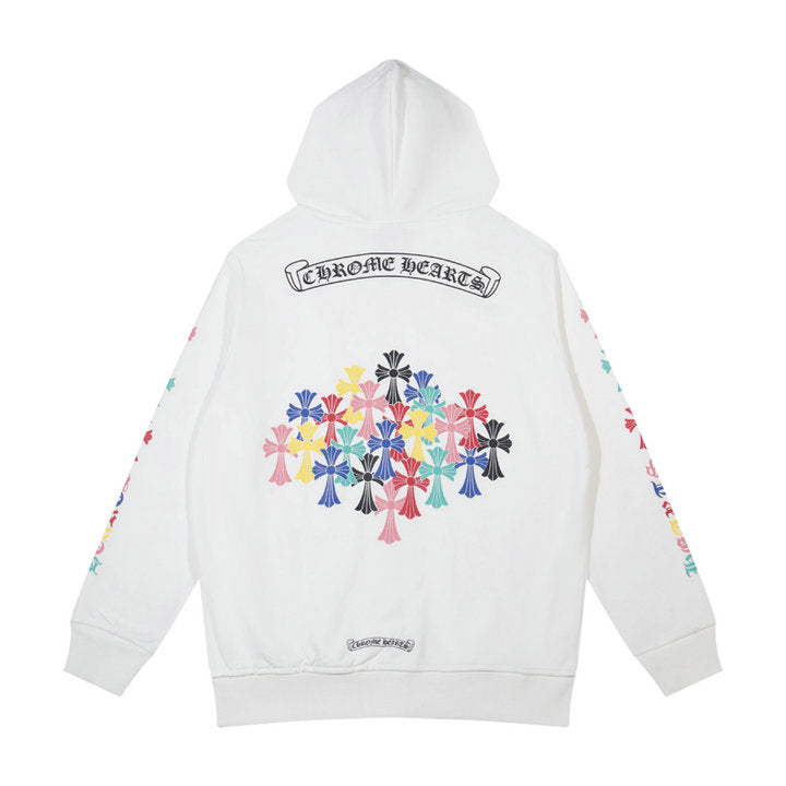 CHROME HEARTS BLACK WHITE ZIP UP HOODIE S-2