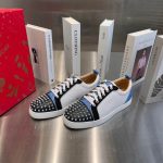 Christian Louboutin Louis Junior Spikes White Blue Sneaker – CLS042