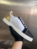 Christian Louboutin Low Top Black White Gold Sneaker – CLS050