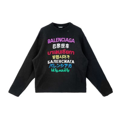 BALENCIAGA LARGE FIT LANGUAGES LOGO CREWNECK SWEATER