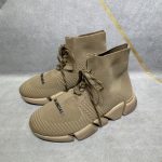 BALENCIAGA MEN’S SPEED 2.0 LACE-UP RECYCLED KNIT SNEAKER IN BEIGE – BLA032