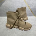 BALENCIAGA MEN’S SPEED 2.0 LACE-UP RECYCLED KNIT SNEAKER IN BEIGE – BLA032