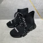 BALENCIAGA MEN’S SPEED 2.0 LACE-UP RECYCLED KNIT SNEAKER IN BLACK – BLA031