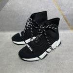 BALENCIAGA MEN’S SPEED 2.0 LACE-UP RECYCLED KNIT SNEAKER IN BLACK/WHITE – BLA033