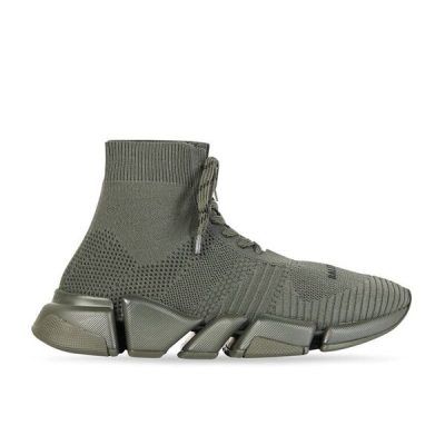 BALENCIAGA MEN’S SPEED 2.0 LACE-UP RECYCLED KNIT SNEAKER IN GREEN – BLA034