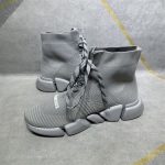 BALENCIAGA MEN’S SPEED 2.0 LACE-UP RECYCLED KNIT SNEAKER IN GREY – BLA035