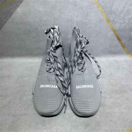 BALENCIAGA MEN’S SPEED 2.0 LACE-UP RECYCLED KNIT SNEAKER IN GREY – BLA035