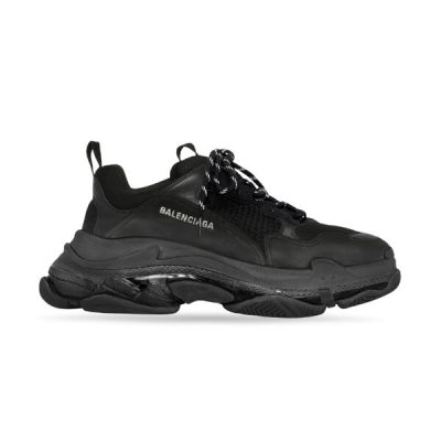 BALENCIAGA MEN’S TRIPLE S SNEAKER CLEAR SOLE IN BLACK – BLA014