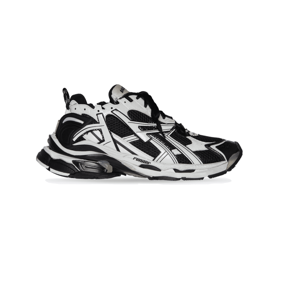 BALENCIAGA RUNNER SNEAKERS IN BLACK AND WHITE MESH AND NYLON – BLA008