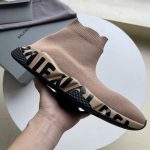 BALENCIAGA SPEED RECYCLED KNIT GRAFFITI SNEAKER IN BEIGE – BLA050