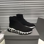 BALENCIAGA SPEED RECYCLED KNIT GRAFFITI SNEAKER IN BLACK/WHITE – BLA051