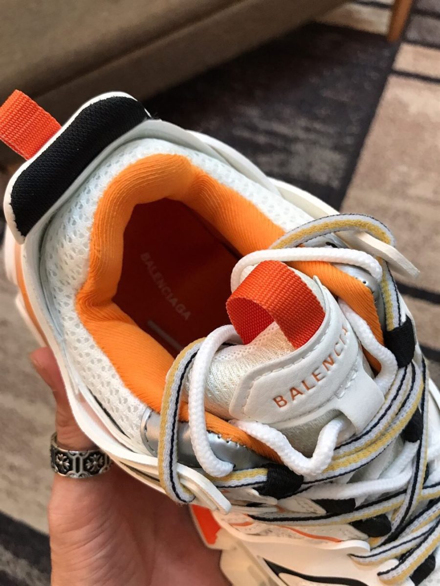 BALENCIAGA TRACK 3 SNEAKERS IN WHITE AND ORANGE – BLA001