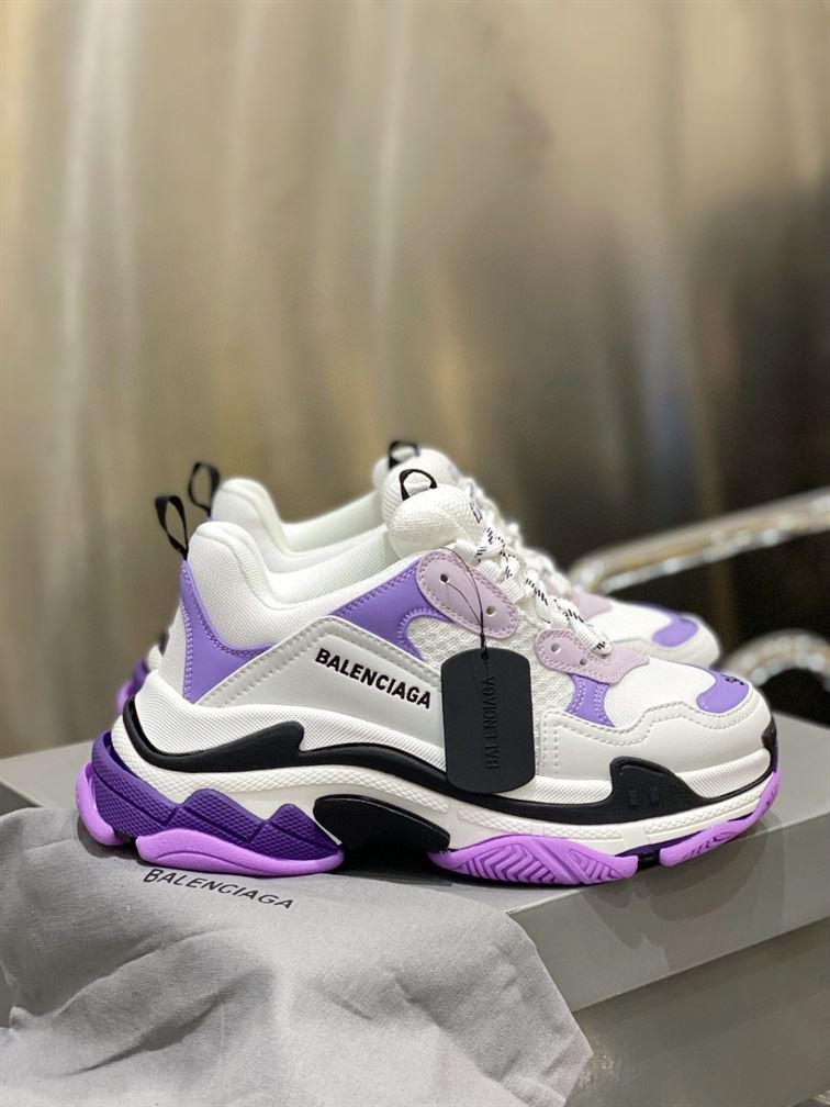 BALENCIAGA TRIPLE S 1.0 SNEAKERS IN WHITE AND LILAC – BLA021