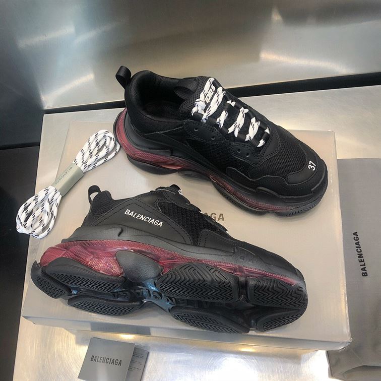BALENCIAGA TRIPLE S BLACK RED CLEAR SOLE – BLA012