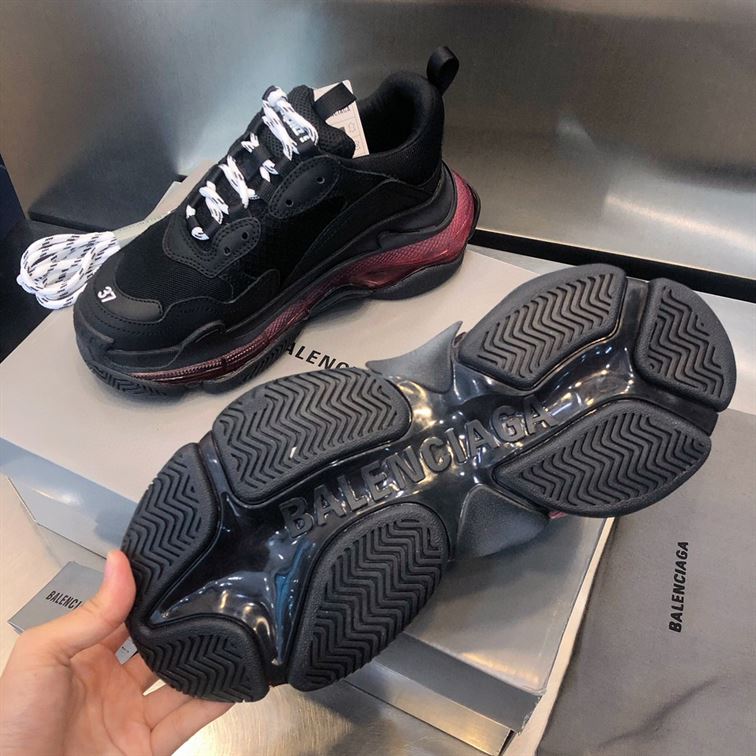 BALENCIAGA TRIPLE S BLACK RED CLEAR SOLE – BLA012