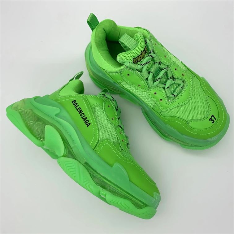 BALENCIAGA TRIPLE S CLEAR SOLE IN NEON GREEN – BLA019
