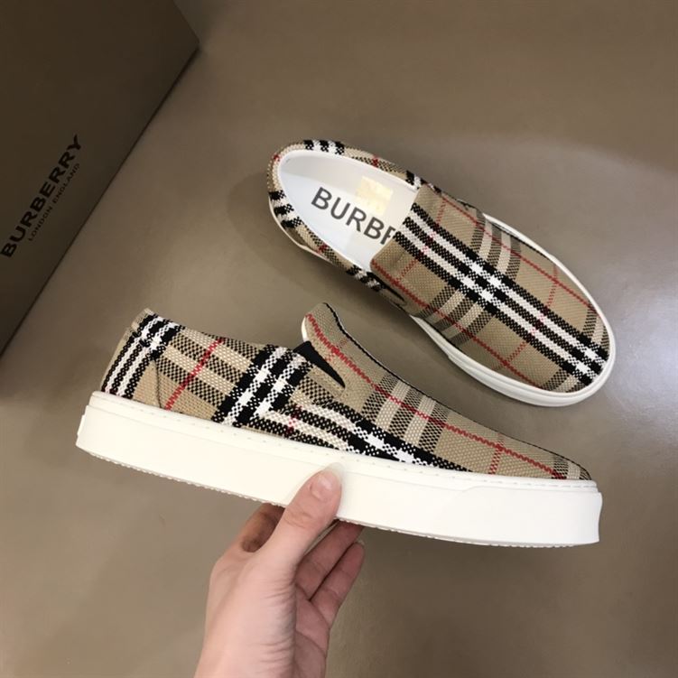 BURBERRY BIO-BASED SOLE LATTICED COTTON SLIP-ON SNEAKERS – BBR024